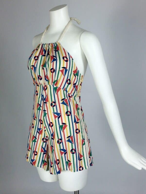 1930's nautical themed novelty print cotton playsuit