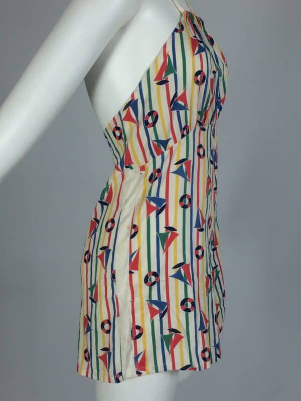 1930's nautical themed novelty print cotton playsuit