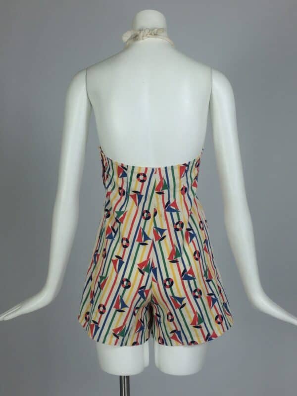 1930's nautical themed novelty print cotton playsuit