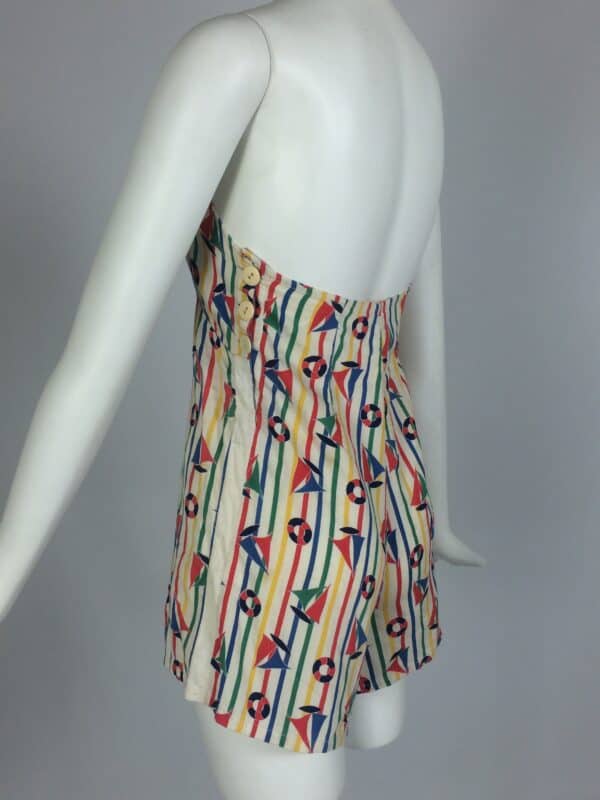 1930's nautical themed novelty print cotton playsuit